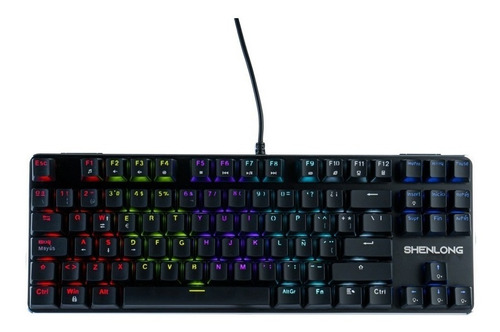 Teclado Gamer Shenlong Smk5900sb Qwerty Español Color Negro Con Luz Rainbow