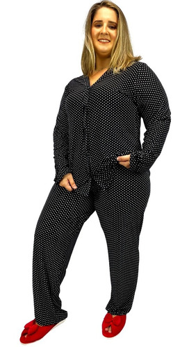 Pijama Plus Size Longo De Liganete