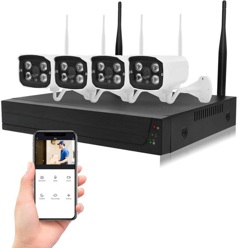 Kit Cctv 4 Cámaras Inalámbricas 1080p Con Nvr Wi-fi Zkteco