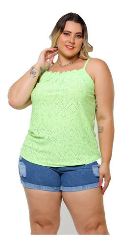 Blusa Regata Feminina De Alça Plus Size Lease Gg/exg