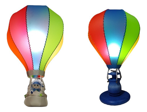 Lámpara Colgante Infantil Globo Aerostático + Velador Niño/a