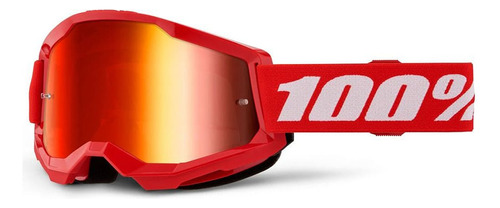 Óculos 100% Strata 2 Espelhado Goggle Red Mirror Red Lens