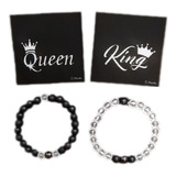 Pulseira Casal Magnéticas King Queen Personalizadas Kit 2