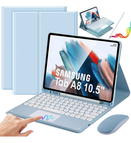 Funda C/teclado Mouse Lápiz Para Galaxy Tab A8 10.5'' Ñ