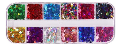 5 X 12 Colores / Caja Mariposa Nail Glitter Lentejuelas