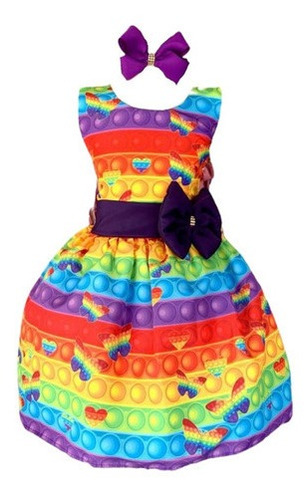 Vestido Infantil Pop It Colorido + Brinde