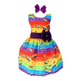 Vestido Infantil Pop It Colorido + Brinde