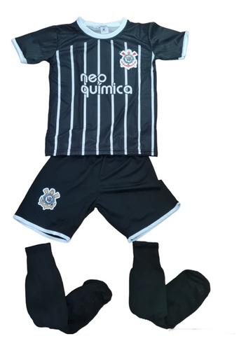 Kit Conjunto Juvenil Do Corinthians Short + Calção + Meião