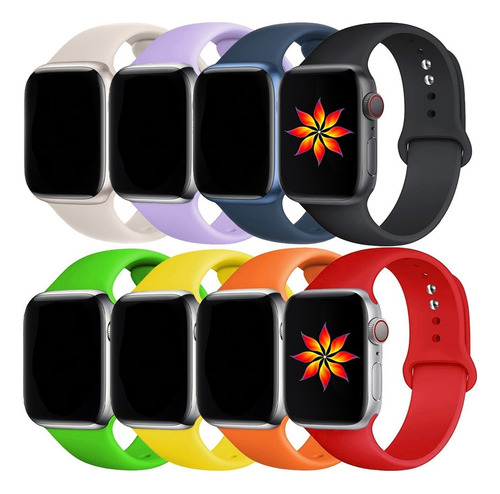 8 Correas Silicona Para Apple Watch Band Ultra 8 7 Se 5 3 )