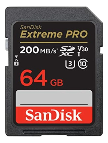 Tarjeta Sd 64 Gb Sandisk Extreme Pro 4k V30 Uhs-i U3 200 Mb/