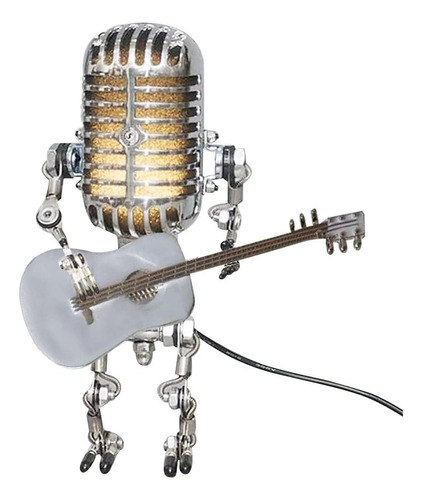 Metal Micrófono Robot Guitarra Lámpara De Escritorio Y