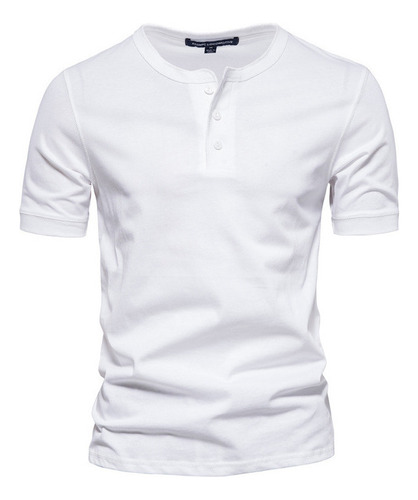 Playeras Hombre Camisa Henley De Manga Corta Casual Cuello V