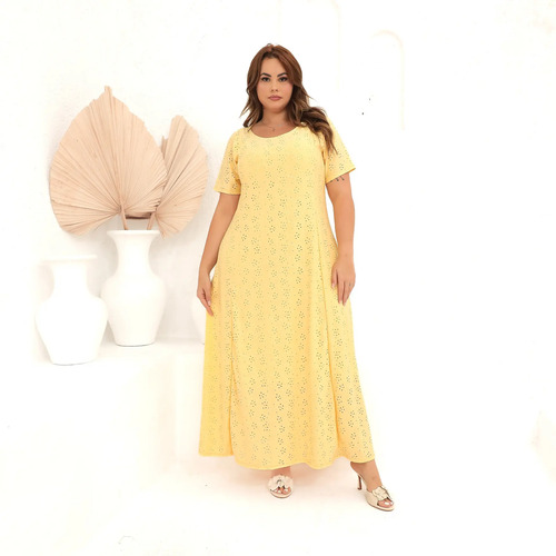 Vestido Longo Lesie Plus Size Evangélico Seroy 685 | Frete grátis