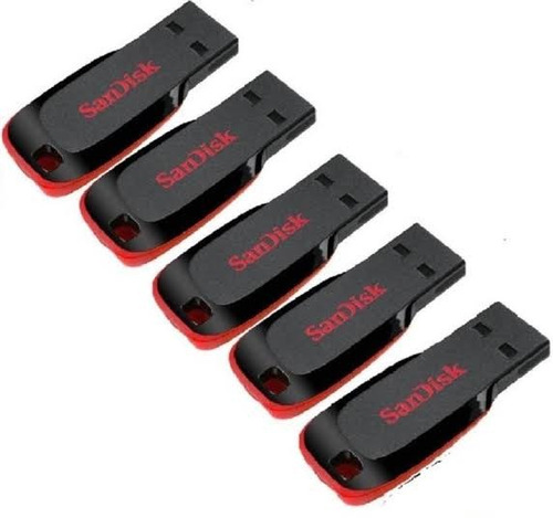 Kit 5 Pen Drive De 16gb Sandisk Cruzer Blade Lacrado Fábrica