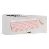 Combo Logitech Mouse Mk470 Inalambrico Slim Usb Color Rosa