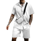 Conjunto Short Y Camisa Casual Playa Cómodo For Hombre