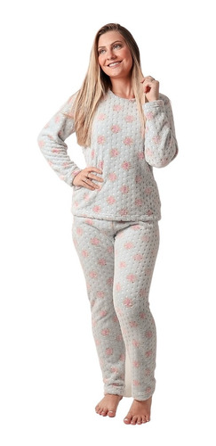 Pijama De Inverno De Plush Flanelado Conjunto Peludinho Frio