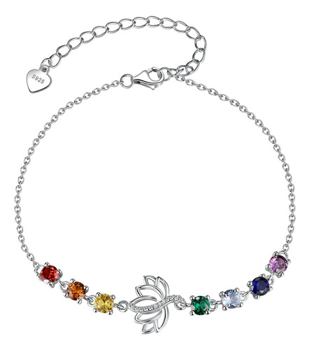 Sczklaq Pulseras De Chakra De Loto Para Mujer De Plata De Le