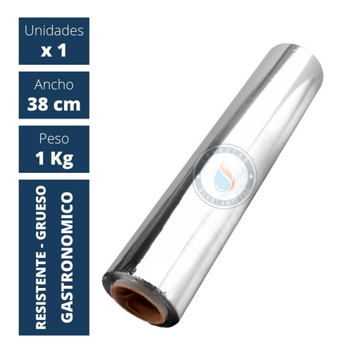 Rollo Papel Aluminio Profesional Gastronomía 38 Cm X 1 Kg