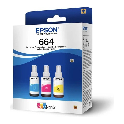 Kit 3 Tintas Epson T664 70 Ml L110 L120 L200 L210 L300 L350