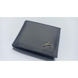 Billetera Para Hombre Cuero Liso Negro Velez