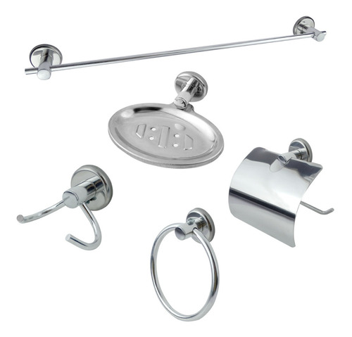Kit De Metal Acessórios P/ Banheiro Aço Inox 5 Peças Stander