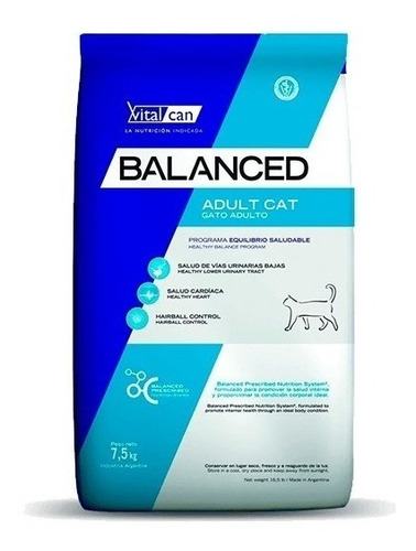 Alimento Gatos Vitalcan Balanced Adult Cat 7.5 Kg