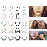 20 Piercing Falso Nariz Nostril Acero Septum Anillo Hombre