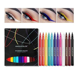 Set De 12 Delineadores De Ojos De Colores, Waterproof