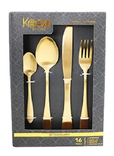 Set De Cubiertos Keep Gold - 16 Pcs