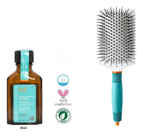 Kit Aceite Argan Hidratante Moroccanoil Y Cepillo Termico