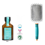 Kit Aceite Argan Hidratante Moroccanoil Y Cepillo Termico