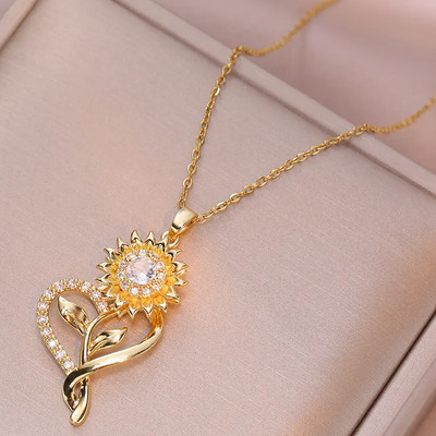 Collar de Girasol para Mujer, Joyería de Moda con Caja de Regalo LED, Ideal para Regalos de San Valentín, Día de la Madre y Cumpleaños | MercadoLibre