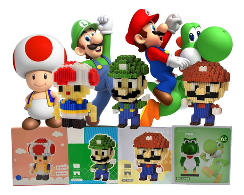 Set De Bloques Armables De Mario, Luigi, Yoshi Y Toad