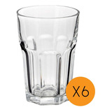 Vaso Facetado 400 Ml Vidrio Reforzado Durax X6 Unidades