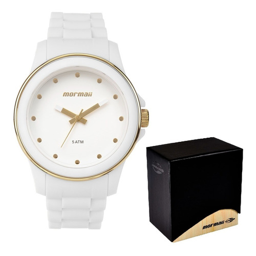 Relógio Mormaii Feminino Branco Barato - Nf 19