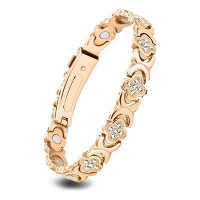 Pulsera Magnética De Cobre Con Dijes De Trébol Y Cristales | Envío gratis