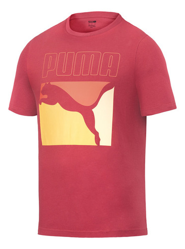 Polera Puma Box Graphic Tee Rojo Hombre