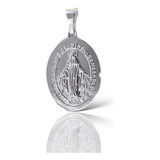 Medalla Virgen De Los Rayos Grande De Plata Fina 925