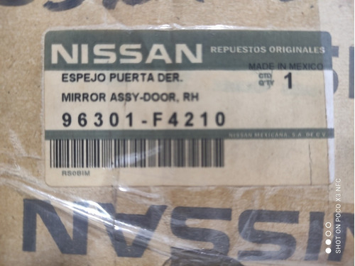 Retrovisor Rh Manual Nissan Sentra B13 92/09 Orig Nuevo  Foto 2
