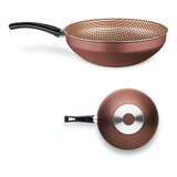 Panela Wok Antiaderente 28 Cm 4,3 L Mta Flora Chocolate