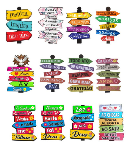 Kit 12 Placas Decorativas Setas Indicativas Varanda Parede