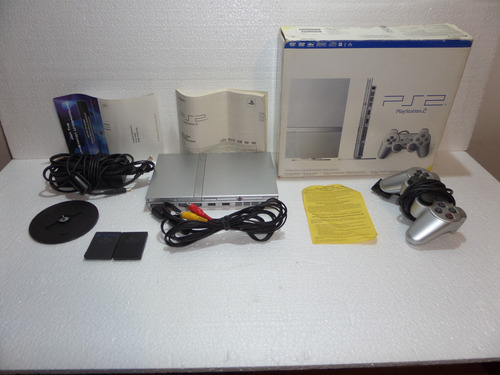 Sony Playstation 2 Slim Prata + Jogos De Ps1 E Ps2 