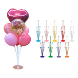 Base Soporte Con 7 Varillas Porta Globo Mesa Cotillon Cumple Color Base Soporte Cristal