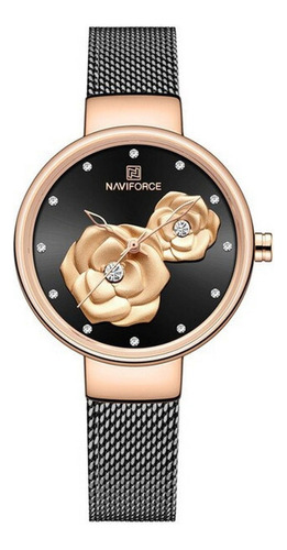 Reloj Naviforce Original Nf 5013l Flor Negro + Estuche