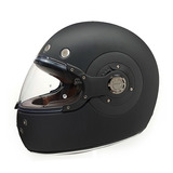 Casco Moto Integral Smk El Dorado Negro Mate Retro Clasico