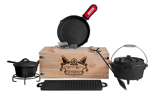 Juego Bateria Cocina Olla-sarten-plancha + Acc Fierro Fundid