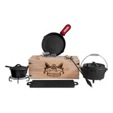 Juego Bateria Cocina Olla-sarten-plancha + Acc Fierro Fundid