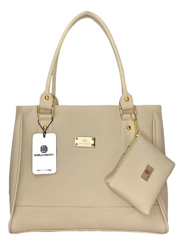 Bolsos Dama Cartera De Mujer Karla Chacon + Accesorio Color Beige