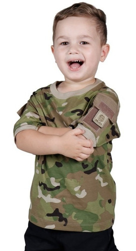 Camiseta Infantil Ranger Militar Camuflada Bélica Multicam